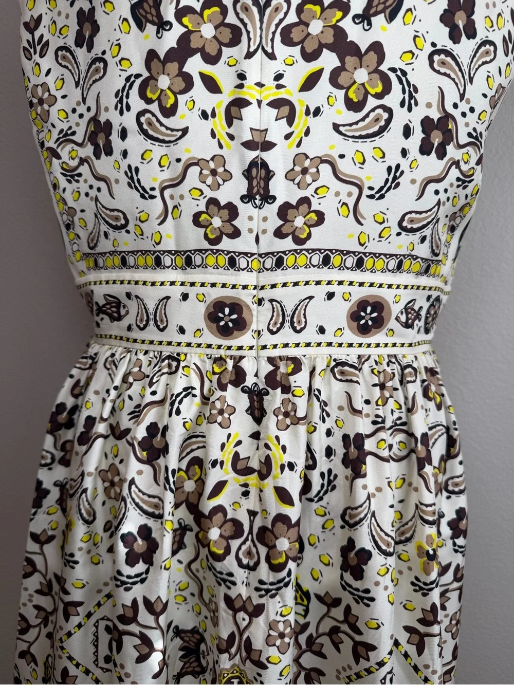 Tory Burch Pisces Dream Print Silk Dress Ivory Floral Luxury Designer Size 8